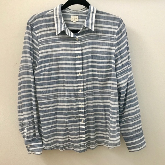 JCREW Factory blue striped gauze boy shirt - Picture 2 of 4